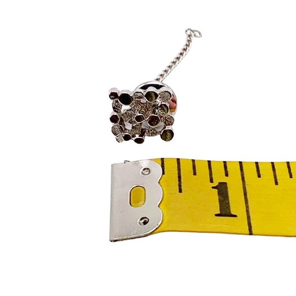 VINTAGE MCM Sherman Senator Rhodium Plated Nugget Cufflink and Tie Pin Set - Picture 7 of 7
